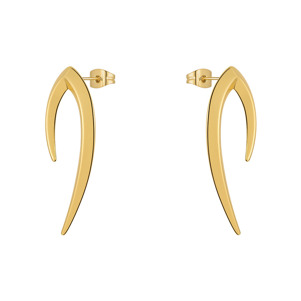 Sculptural Asymmetric Cone Stud Earrings - Gold