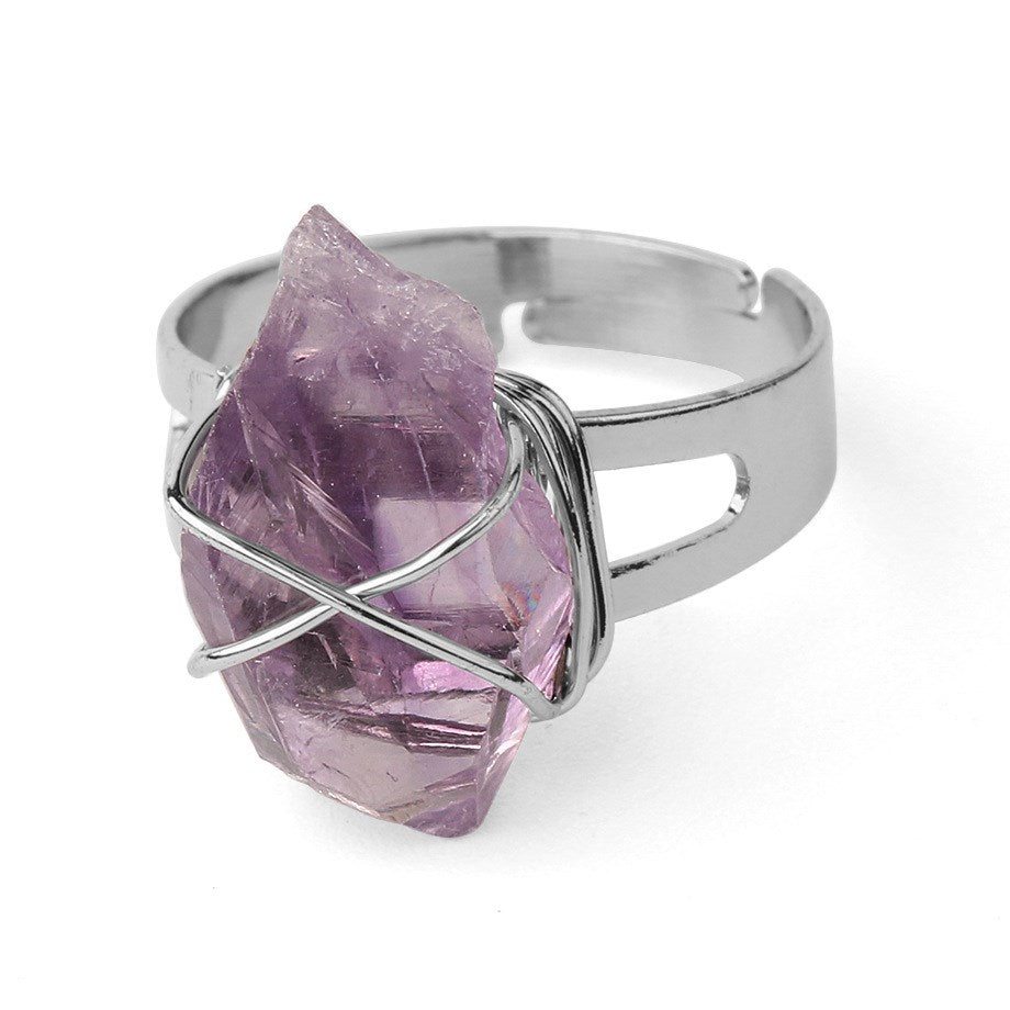 Adjustable crystal chip ring, white stone option