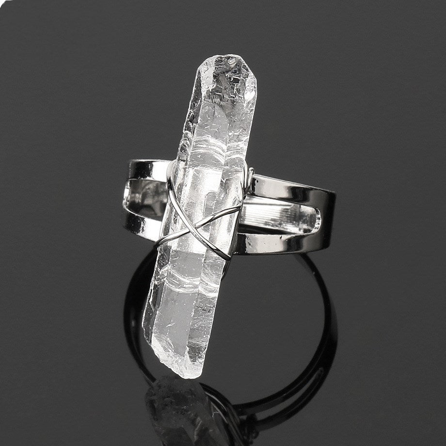 Adjustable crystal chip ring, yellow stone option