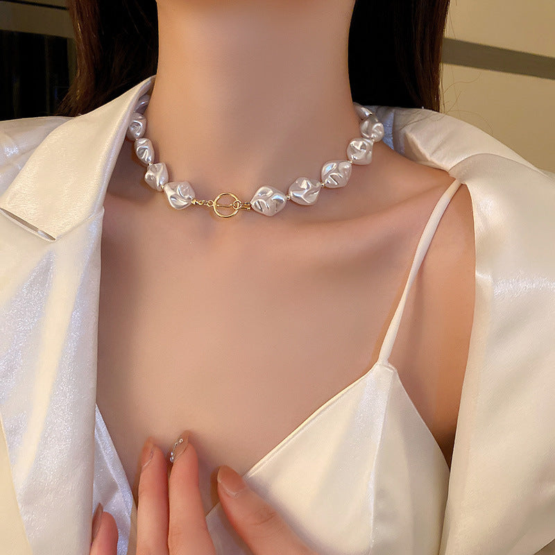 Modern Baroque Pearl Necklace & Bracelet Set