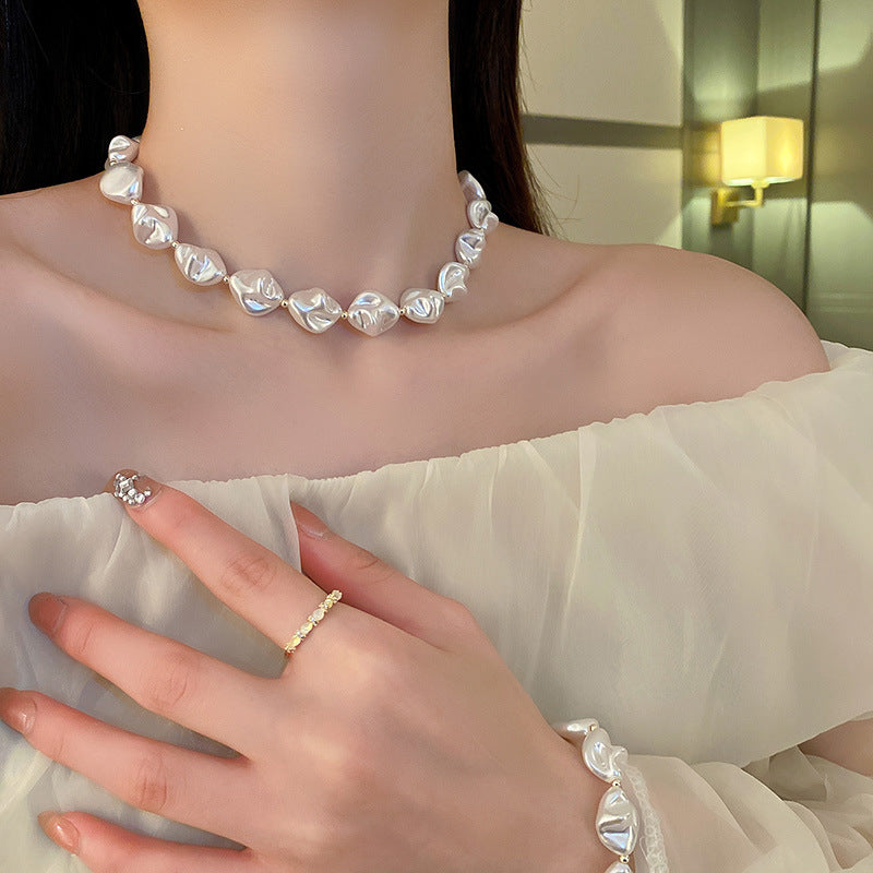 Modern Baroque Pearl Necklace & Bracelet Set - Necklace Only